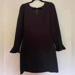 Club Monaco Black Long Sleeve Dress with Ruffle Cuffs